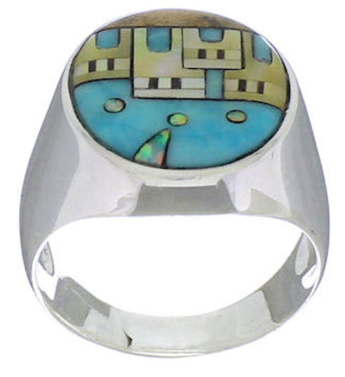 Southwest Native American Design Multicolor Ring Size 11-1/4 TX42223